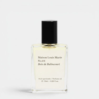 Shop Rescue Spa No.04 Bois de Balincourt perfume oil with sandalwood, cedarwood, vetiver, nutmeg, cinnamon, and amber wood notes.