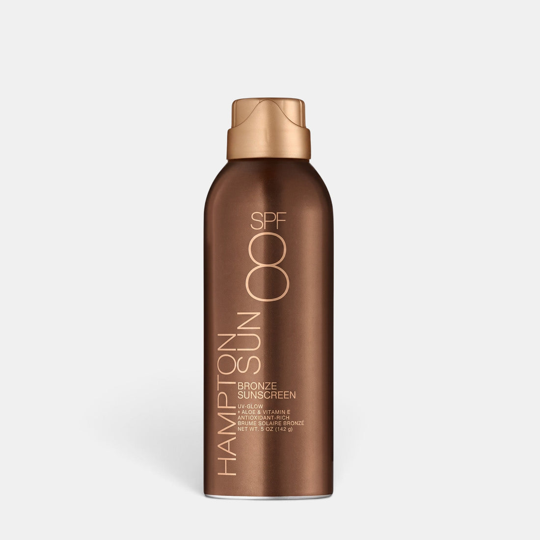 Shop Rescue Spa SPF 8 bronze mist sunscreen in a metallic brown aerosol bottle for a luminous, sun-kissed glow.