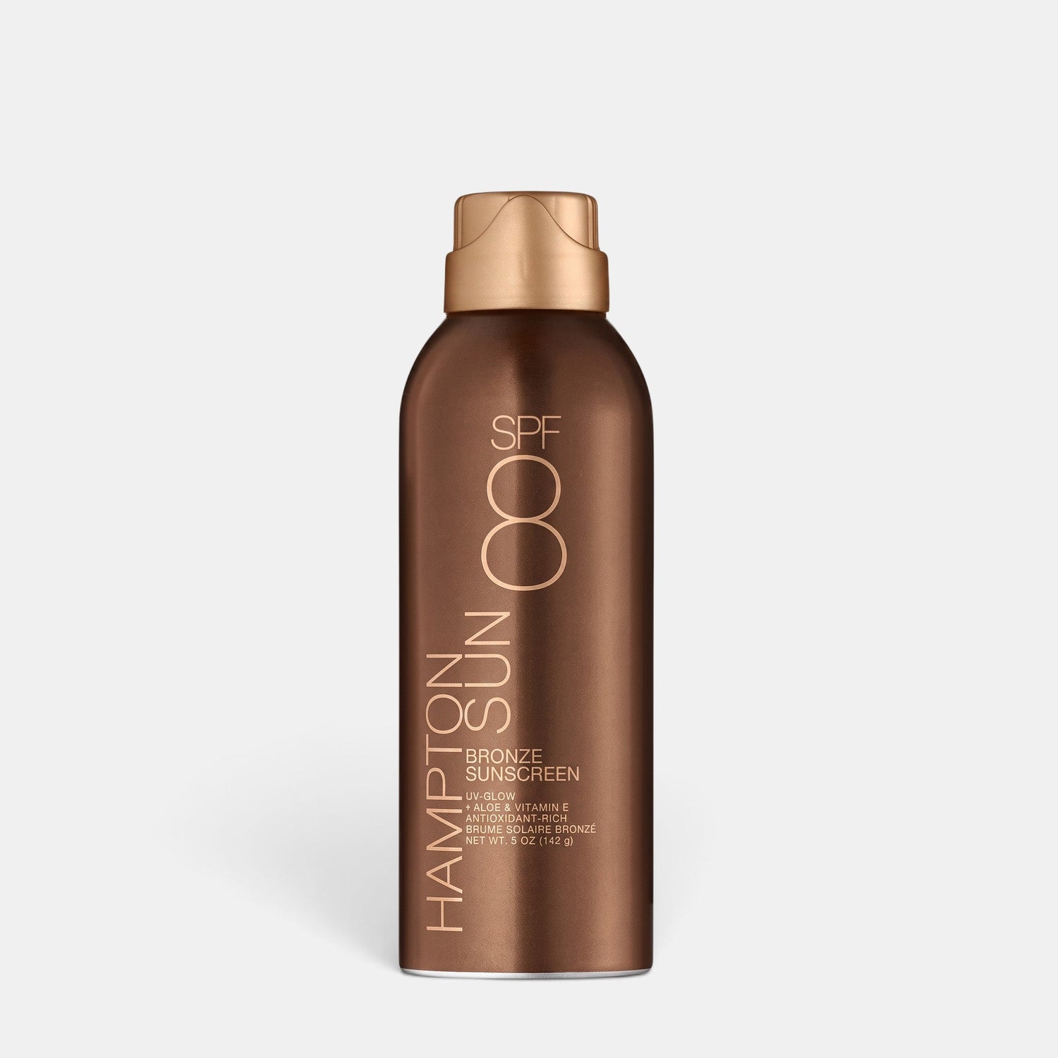Shop Rescue Spa SPF 8 bronze mist sunscreen in a metallic brown aerosol bottle for a luminous, sun-kissed glow.
