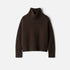 Shop Rescue Spa Girlfriend Turtleneck in dark brown 100% cashmere with a chunky knit and sleeve slits.