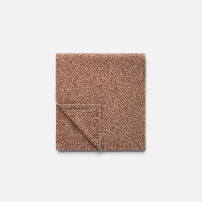 Shop Rescue Spa brown marled knitted scarf in a soft cashmere and silk blend with a plain knit texture.