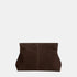 Shop Rescue Spa dark brown calf suede clutch bag with a minimalist top closure design