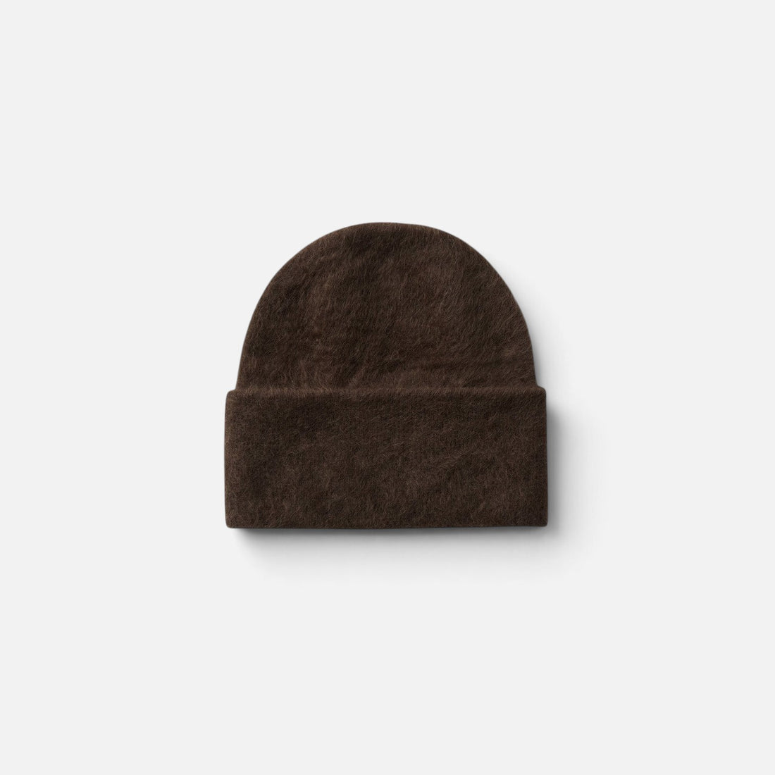 Shop Rescue Spa dark brown brushed cashmere beanie with a soft knit texture and folded cuff