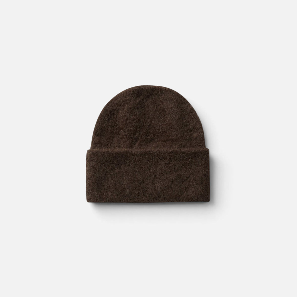 Shop Rescue Spa dark brown brushed cashmere beanie with a soft knit texture and folded cuff