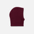 Shop Rescue Spa chunky knit balaclava in deep burgundy 100% cashmere with a ribbed trim