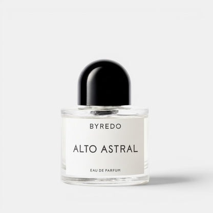 Shop Rescue Spa Byredo Alto Astral Eau de Parfum 50ml bottle with a clear glass base and black cap.