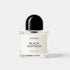 Shop Rescue Spa BYREDO Black Saffron Eau De Parfum bottle with black cap. Notes of juniper, saffron, rose, violet, raspberry, and vetiver.