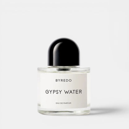 Shop Rescue Spa BYREDO Gypsy Water Eau De Parfum with notes of bergamot, lemon, pine needle, sandalwood, amber, and vanilla.
