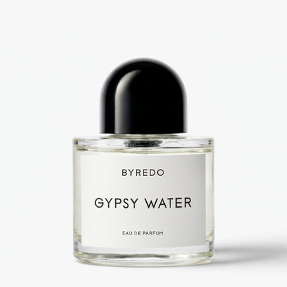 Shop Rescue Spa Byredo Gypsy Water Eau de Parfum in a clear glass bottle with a black cap on a white background.
