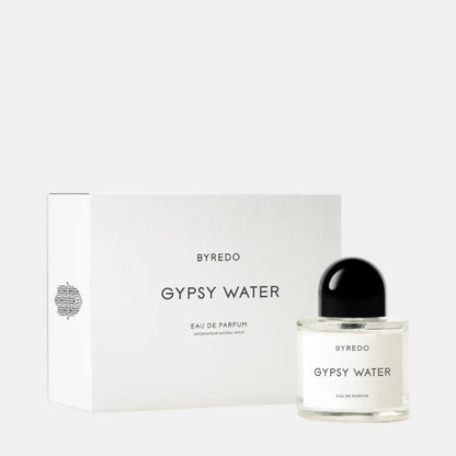 Shop Rescue Spa Byredo Gypsy Water Eau de Parfum bottle and white presentation box on a clean white background.