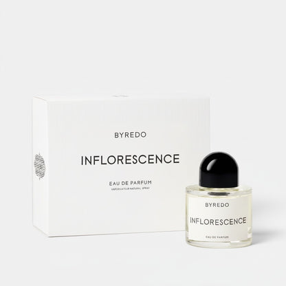 Shop Rescue Spa BYREDO Inflorescence Eau De Parfum, a floral scent with notes of freesia, rose, lily of the valley, magnolia, and jasmine.