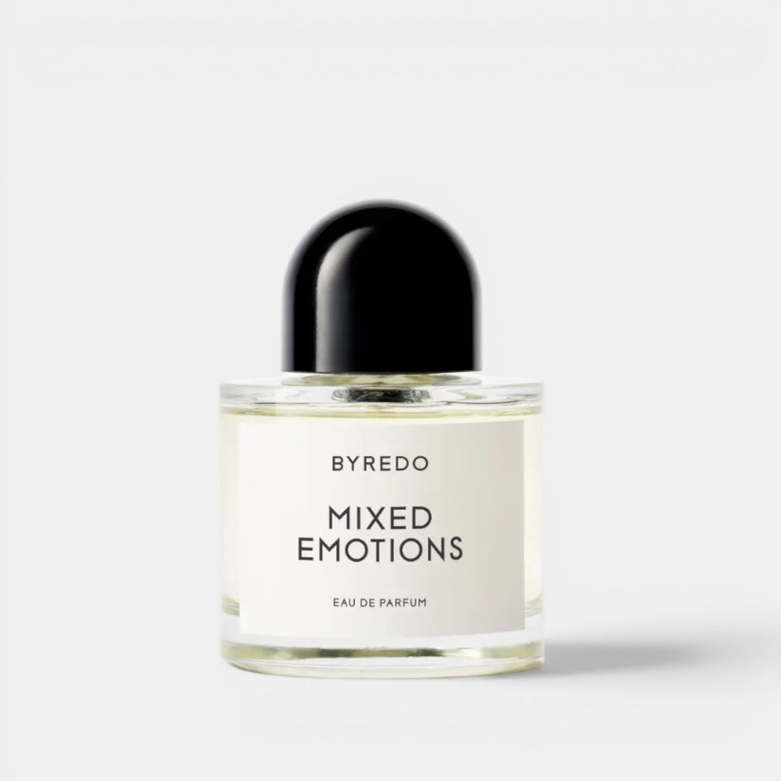 Shop Rescue Spa BYREDO Mixed Emotions Eau de Parfum bottle with black cap, clear liquid, and white label.