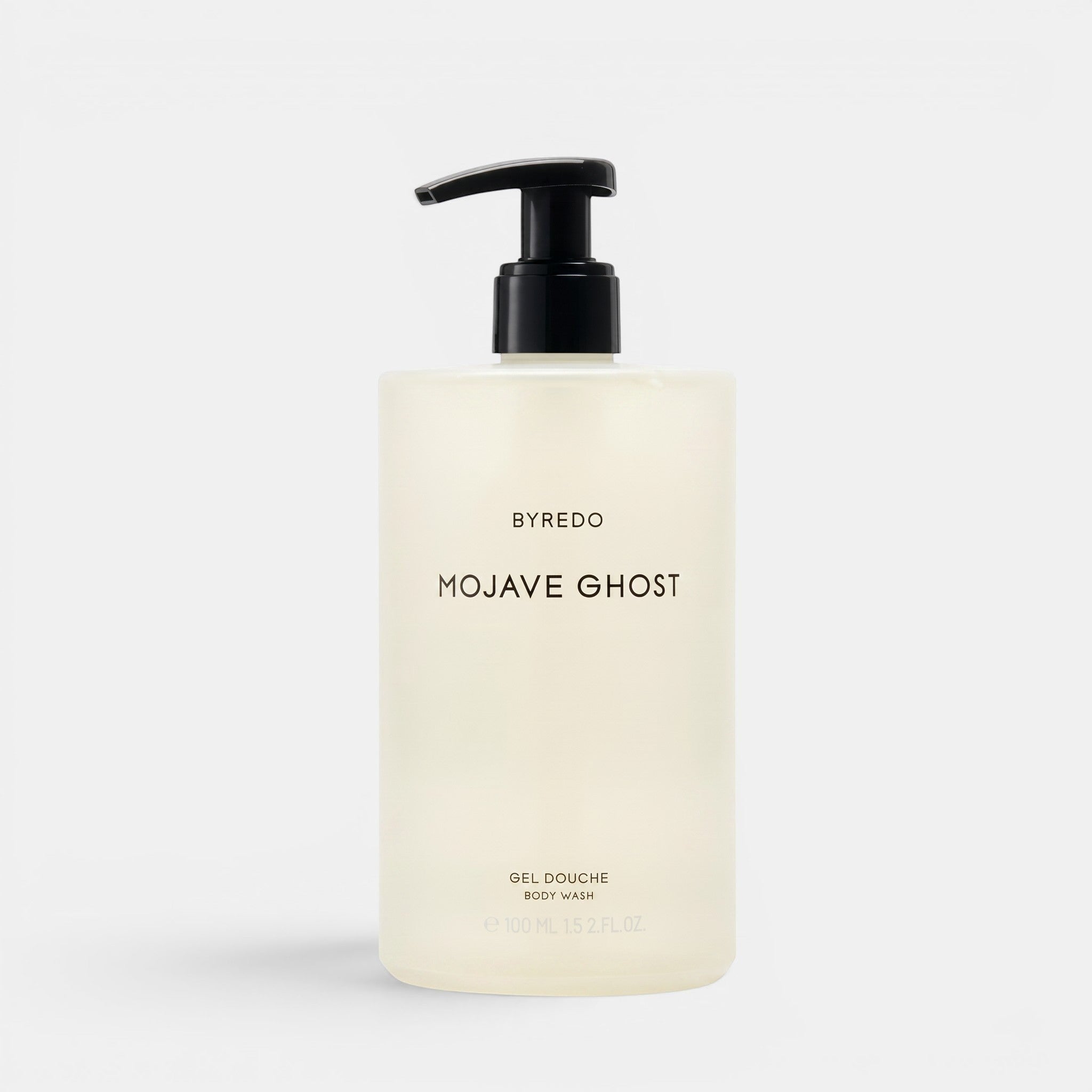 Shop Rescue Spa Byredo Mojave Ghost body wash in a clear bottle with a black pump dispenser