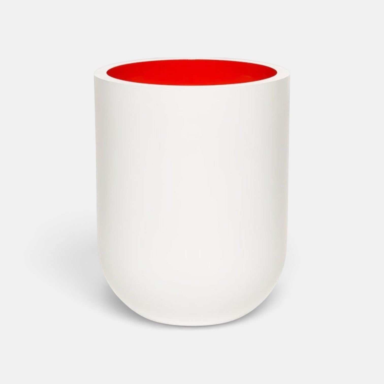 Shop Rescue Spa Cafe Society scented candle in a white matt porcelain vessel with a vibrant red interior