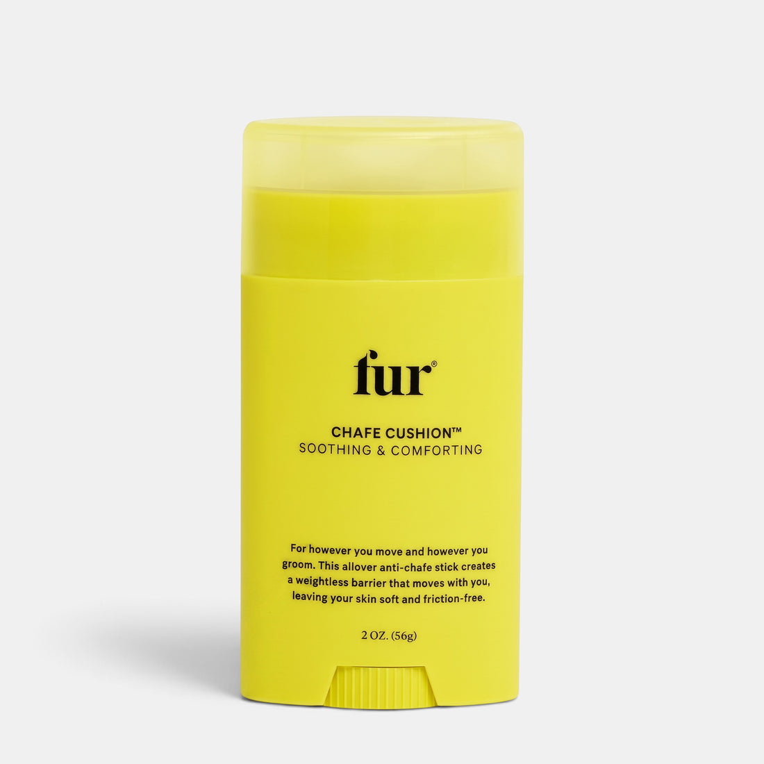 Shop Rescue Spa Chafe Cushion anti-chafe stick in a bright yellow twist-up container for soothing skin irritation.