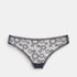 Shop Rescue Spa Champetre SOIR DE LUNE black embroidered stretch tulle tanga with delicate lace trim