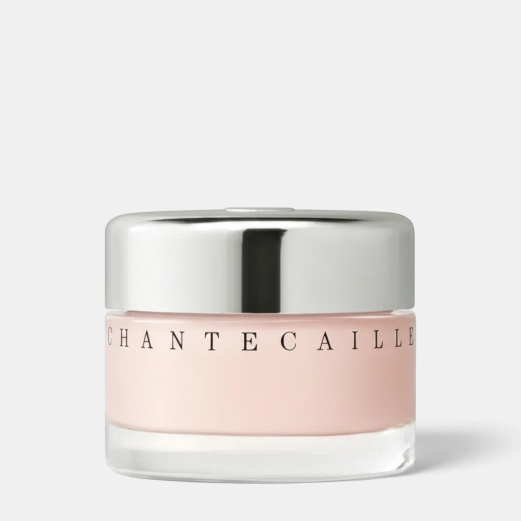 Shop Rescue Spa Chante Caille Future Skin Gel Foundation in a glass jar with a silver lid on a white background.