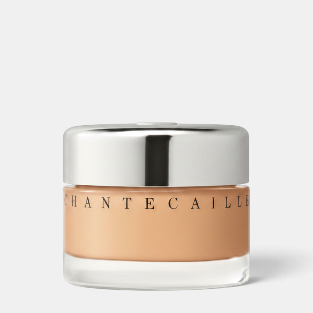 Shop Rescue Spa ChanteCaille Future Skin Gel Foundation in a glass jar with a silver lid for a natural finish.