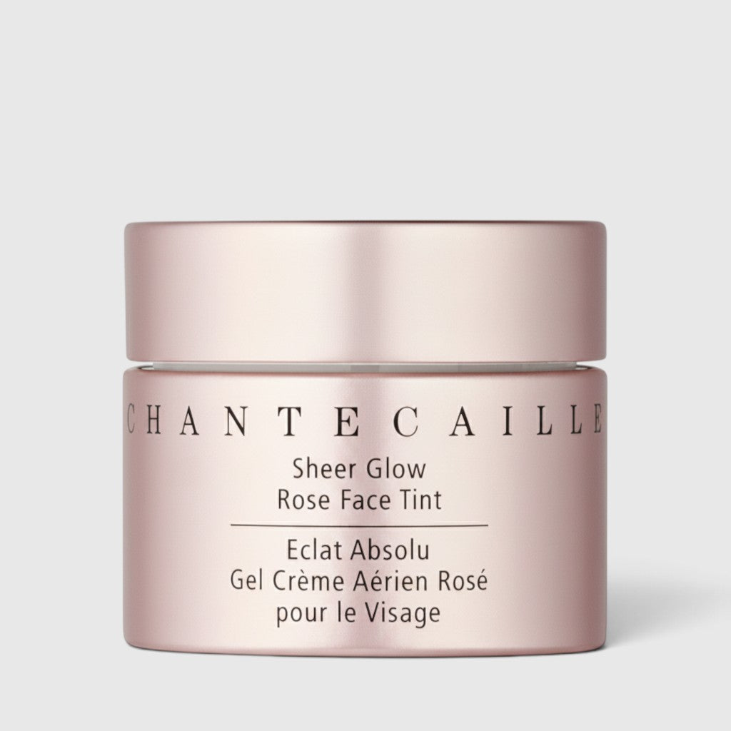 Shop Rescue Spa Chantecaille Sheer Glow Rose Face Tint in a metallic rose gold jar for a radiant complexion.