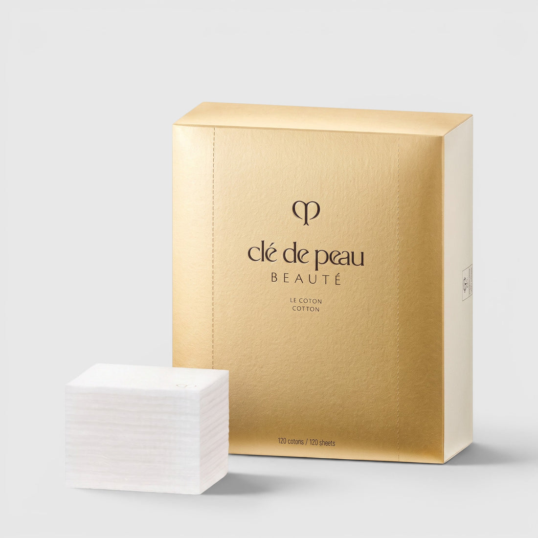 Shop Rescue Spa Clé de Peau Beauté organic cotton facial pads in a gold box with 120 sheets for skincare application.