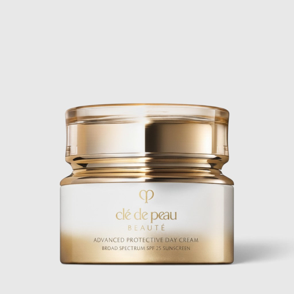 Shop Rescue Spa Cle de Peau Beaute Advanced Protective Day Cream SPF 25 in a luxury white and gold jar.