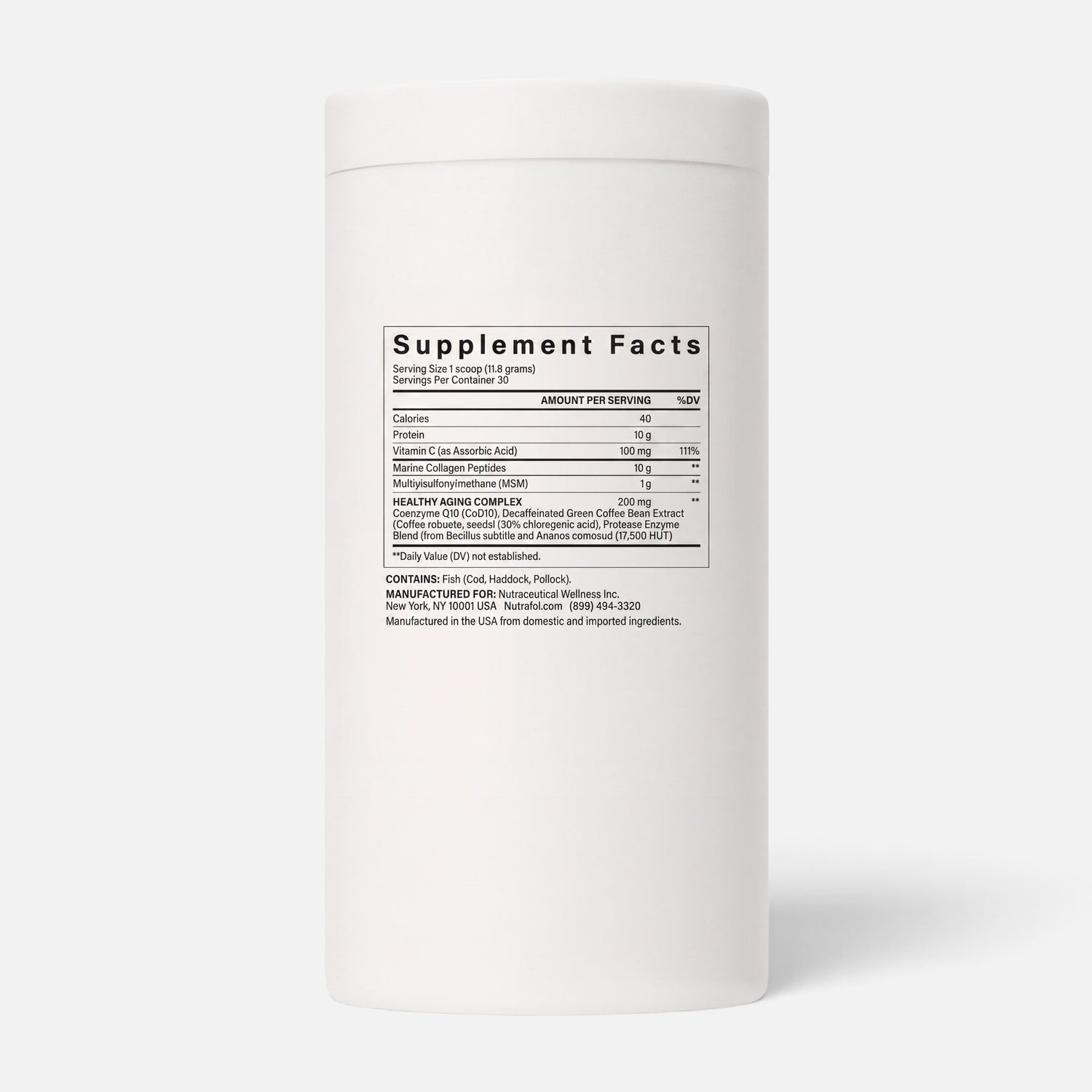 Shop Rescue Spa Nutrafol Collagen Infusion MD supplement facts label on a white container for hair health support.