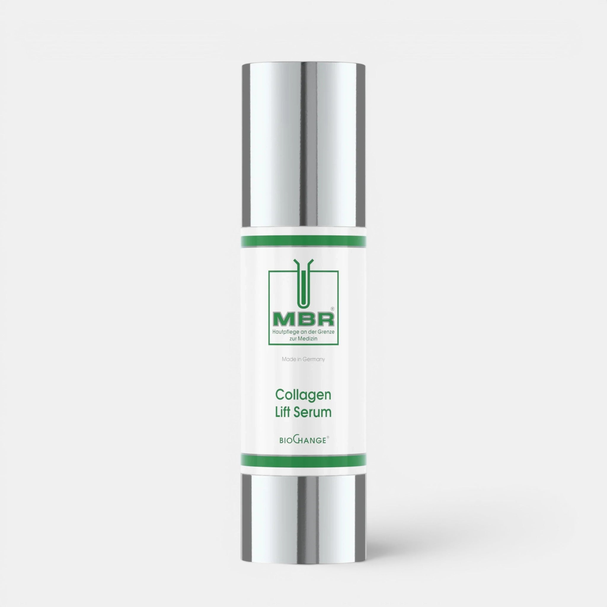 Shop Rescue Spa MBR Collagen Lift Serum in a 50ml white bottle with silver caps for skin regeneration and anti-aging.