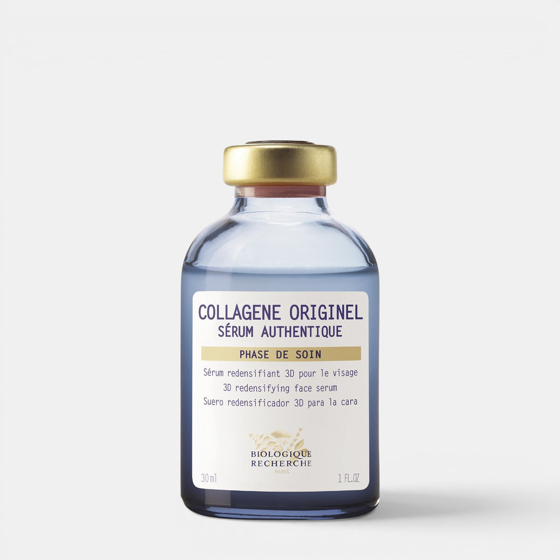 Shop Rescue Spa Collagene Originel 3D redensifying anti-aging face serum in a glass bottle with a gold cap