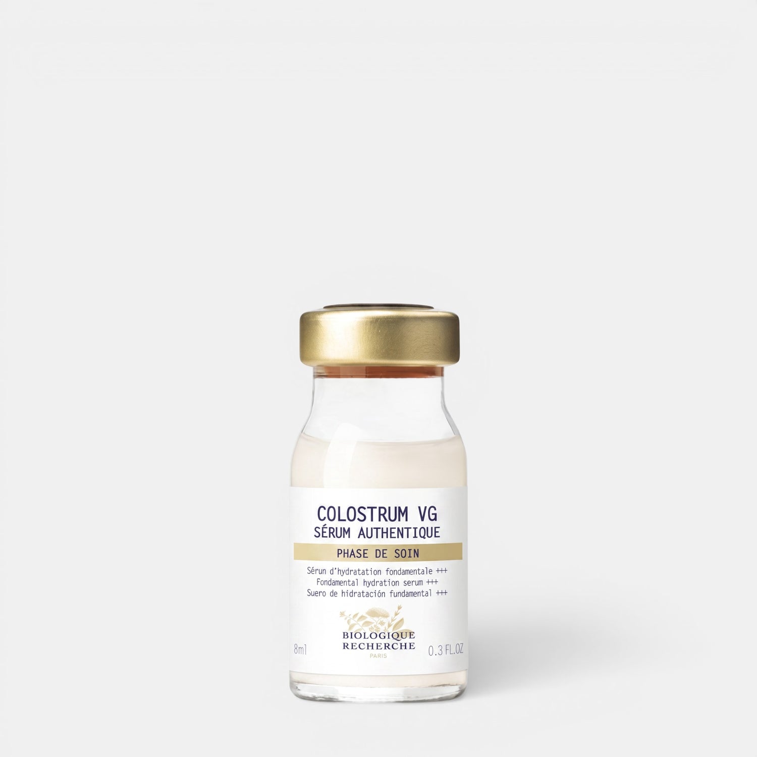 Shop Rescue Spa Biologique Recherche Colostrum VG serum in a small glass vial with a gold cap for dry skin.