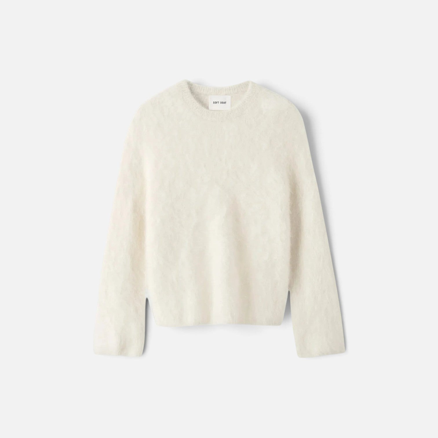 Shop Rescue Spa cream alpaca blend crewneck sweater with a relaxed fit and plain knit texture.