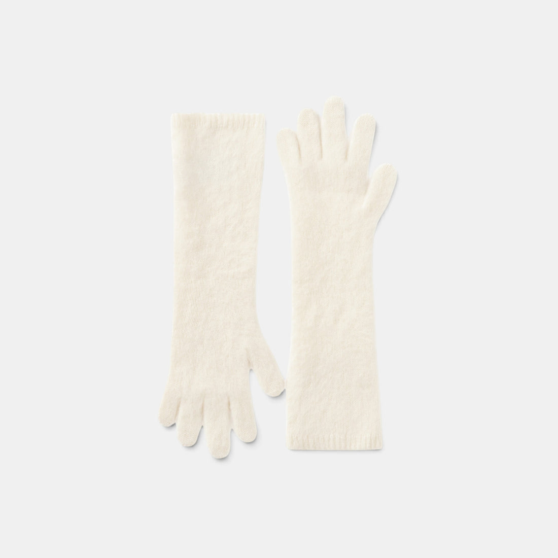 Shop Rescue Spa brushed knit gloves in soft cream 100% cashmere with a long cuff design.