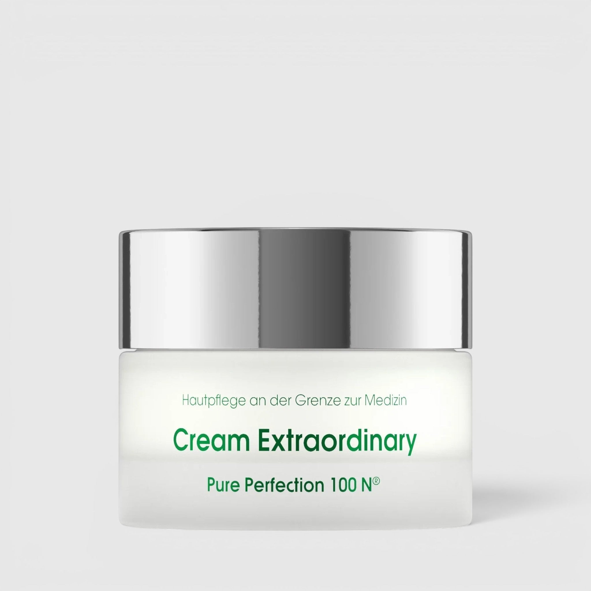 Shop Rescue Spa Cream Extraordinary 50ml luxury moisturizer jar with a silver lid and white frosted glass.