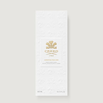 Shop Rescue Spa Creed Aventus For Her Hand &amp; Body Wash in a white embossed box with gold logo detailing.