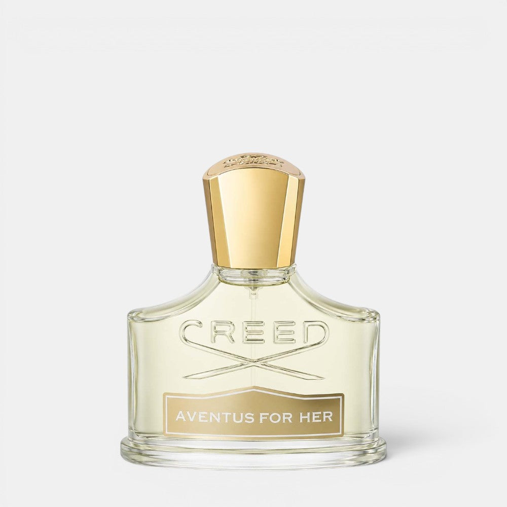 Shop Rescue Spa Creed Aventus For Her floral citrus perfume in a glass bottle with a gold cap
