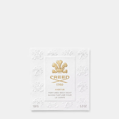 Shop Rescue Spa Creed Aventus perfumed body soap in a white embossed box with gold logo detailing.