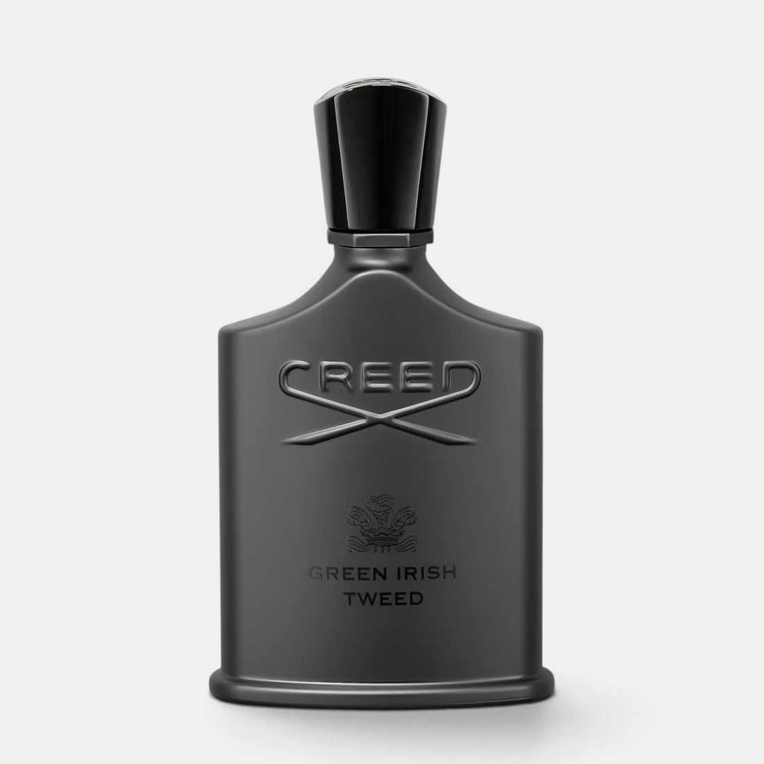 Shop Rescue Spa Creed Green Irish Tweed 100ml fragrance bottle in matte black with embossed logo and black cap.