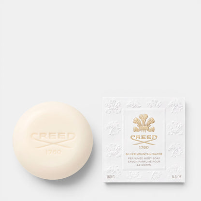 Shop Rescue Spa Creed Silver Mountain Water perfumed soap bar and white embossed packaging box