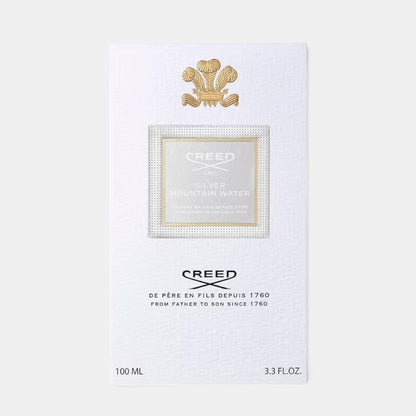 Shop Rescue Spa Creed Silver Mountain Water 100ml fragrance box with white textured packaging and gold emblem