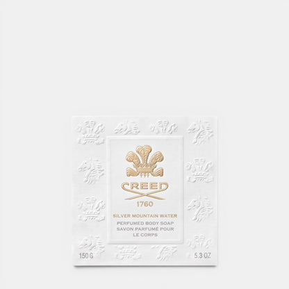 Shop Rescue Spa Creed Silver Mountain Water perfumed soap bar in white embossed packaging with gold logo