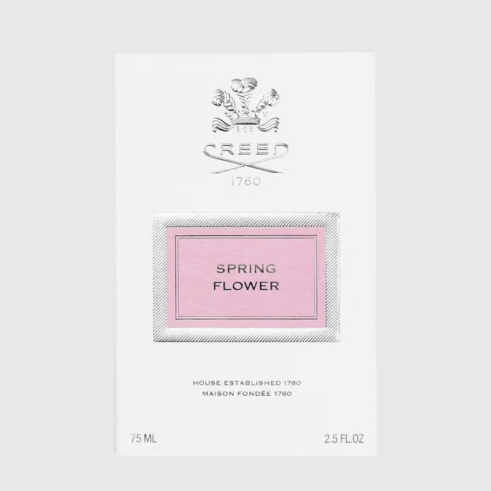 Shop Rescue Spa Creed Spring Flower 75ml perfume box in white with a pink label and silver crest logo