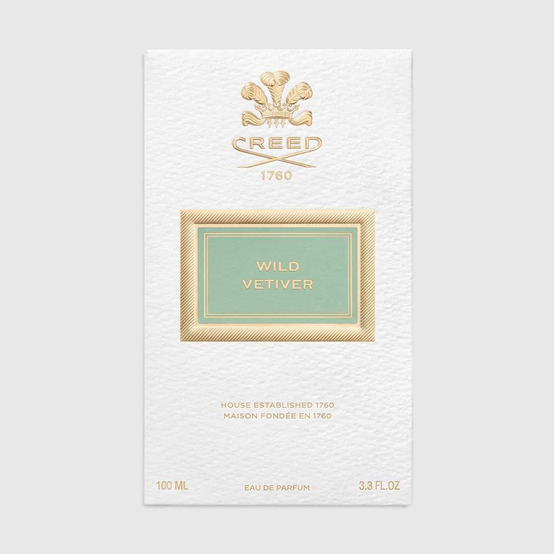 Shop Rescue Spa Creed Wild Vetiver eau de parfum 100ml fragrance box with white textured paper and gold detailing.