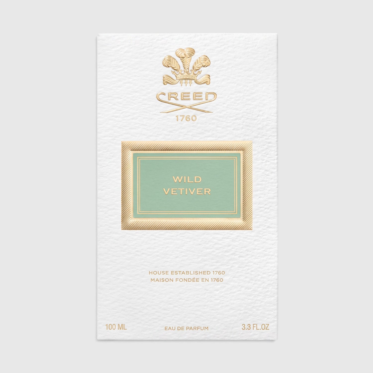 Shop Rescue Spa Creed Wild Vetiver eau de parfum 100ml fragrance box with white textured paper and gold detailing.