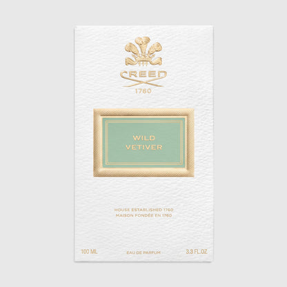 Shop Rescue Spa Creed Wild Vetiver eau de parfum 100ml fragrance box with white textured paper and gold detailing.
