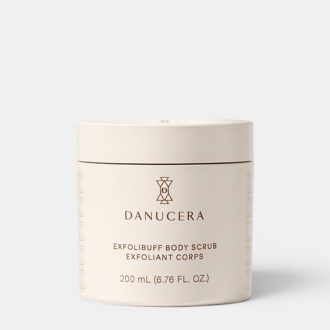 Shop Rescue Spa Danucera Exfolibuff Body Scrub in a minimalist beige 200ml jar for skin exfoliation and hydration.