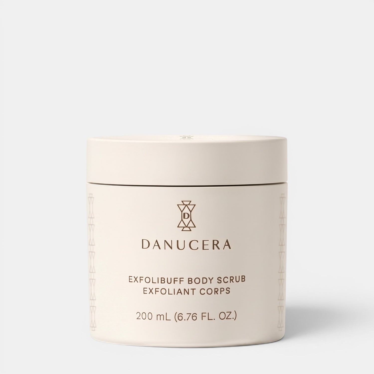 Shop Rescue Spa Danucera Exfolibuff Body Scrub in a minimalist beige 200ml jar for skin exfoliation and hydration.