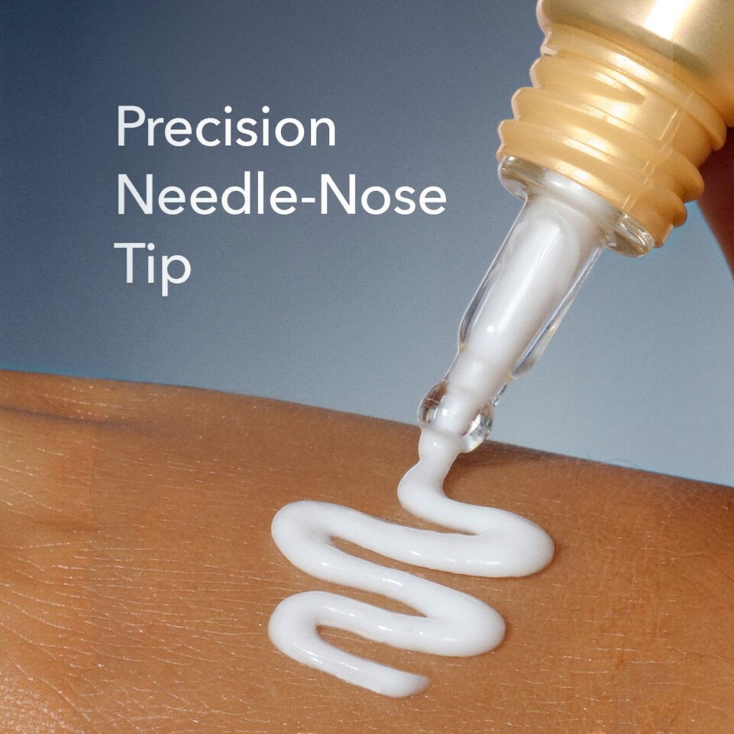 Shop Rescue Spa DermInfusions eye cream with a precision needle-nose tip dispensing white cream onto skin