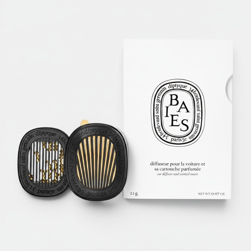 Shop Rescue Spa diptyque car diffuser with Baies scent insert and branded white packaging box