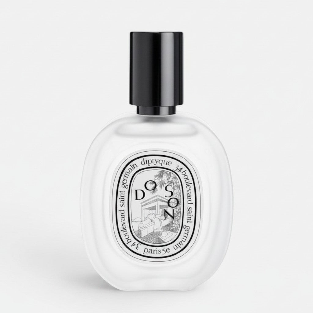 Shop Rescue Spa Do Son Hair Mist in a clear glass bottle with a black cap, featuring a white floral tuberose scent.