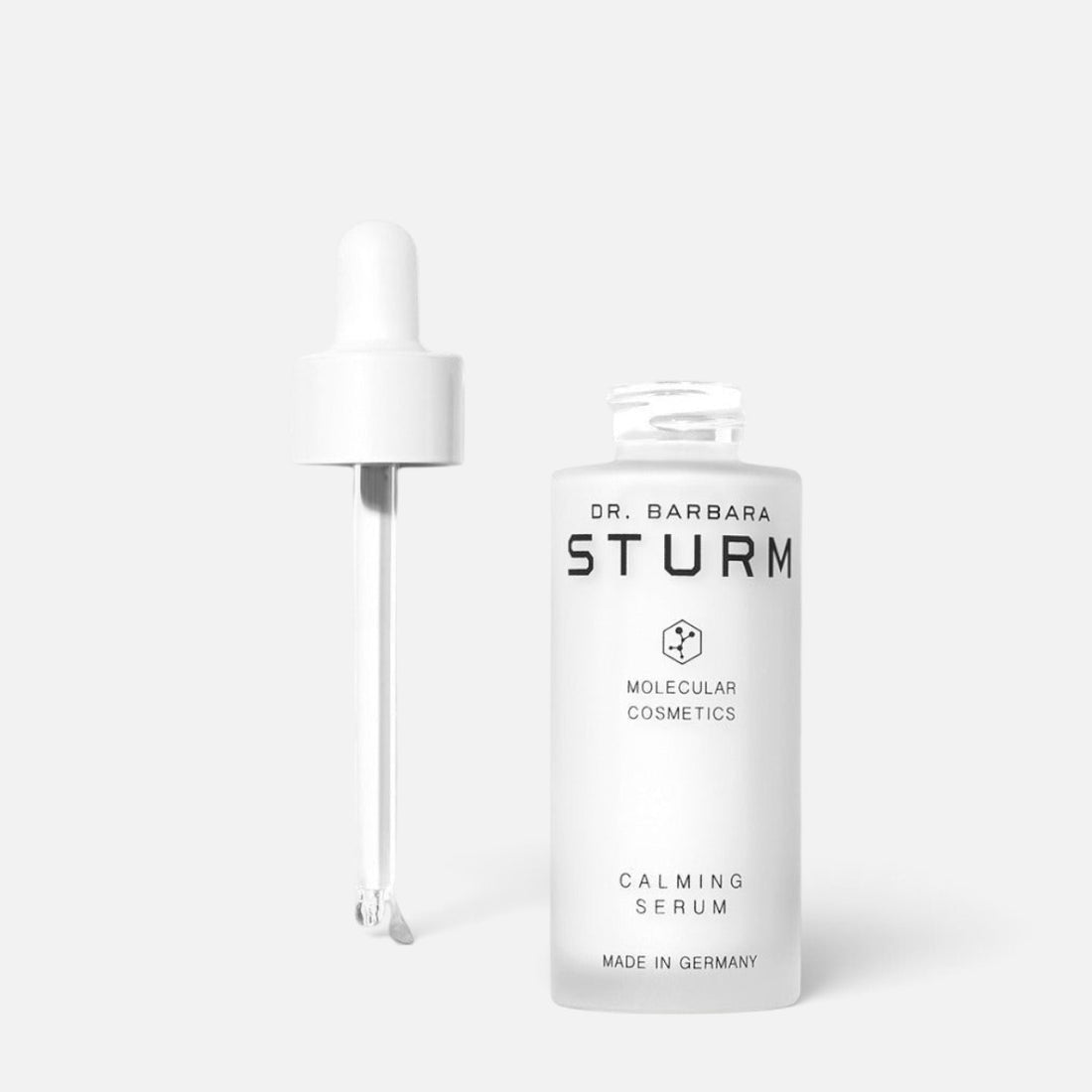 Shop Rescue Spa Dr. Barbara Sturm Calming Serum in a frosted glass bottle with a white dropper cap.