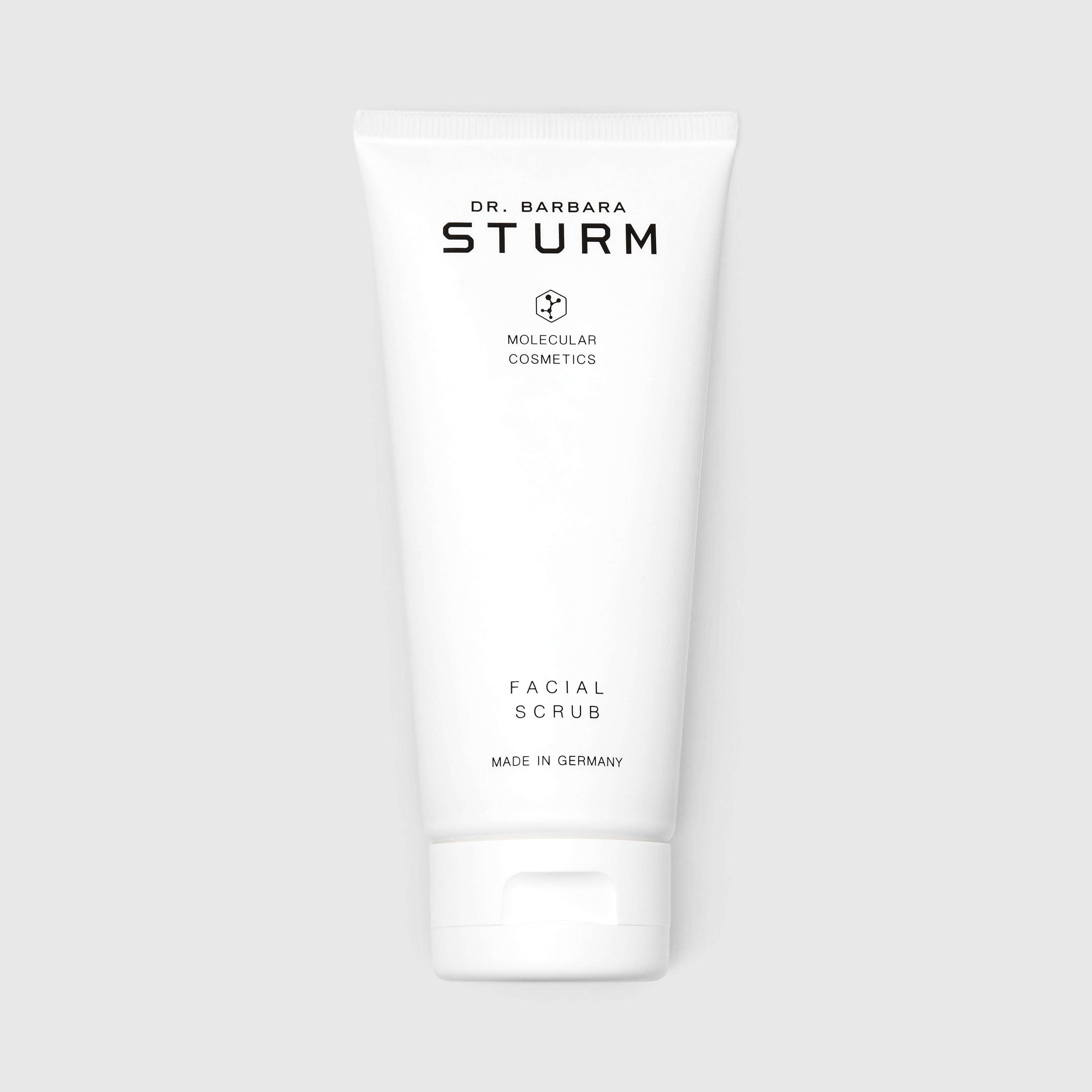 Shop Rescue Spa Dr. Barbara Sturm Facial Scrub in a white 100ml squeeze tube for gentle skin exfoliation.